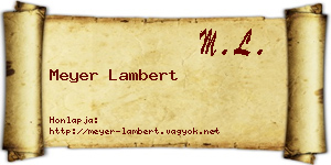 Meyer Lambert névjegykártya